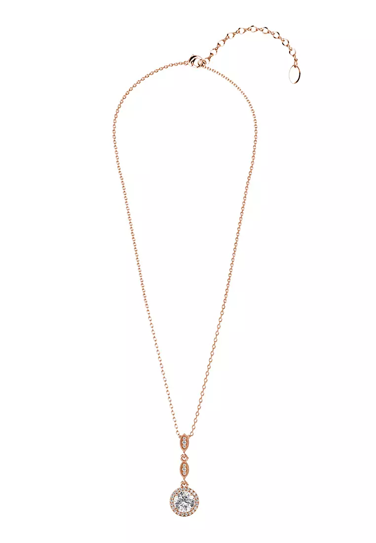 [GRA MOISSANITE DIAMOND COLLECTION] Mon Elegance Pendant RG - Kalung 1ct Moissanite Diamond 925 Silver CELESTA by Her Jewellery