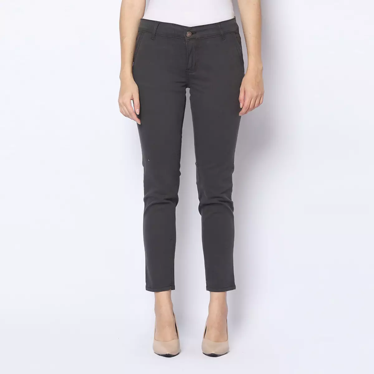 Bundling Fortune Celana Panjang Wanita Chinos Slim Fit Tebal Melar Soft Grey & Navy