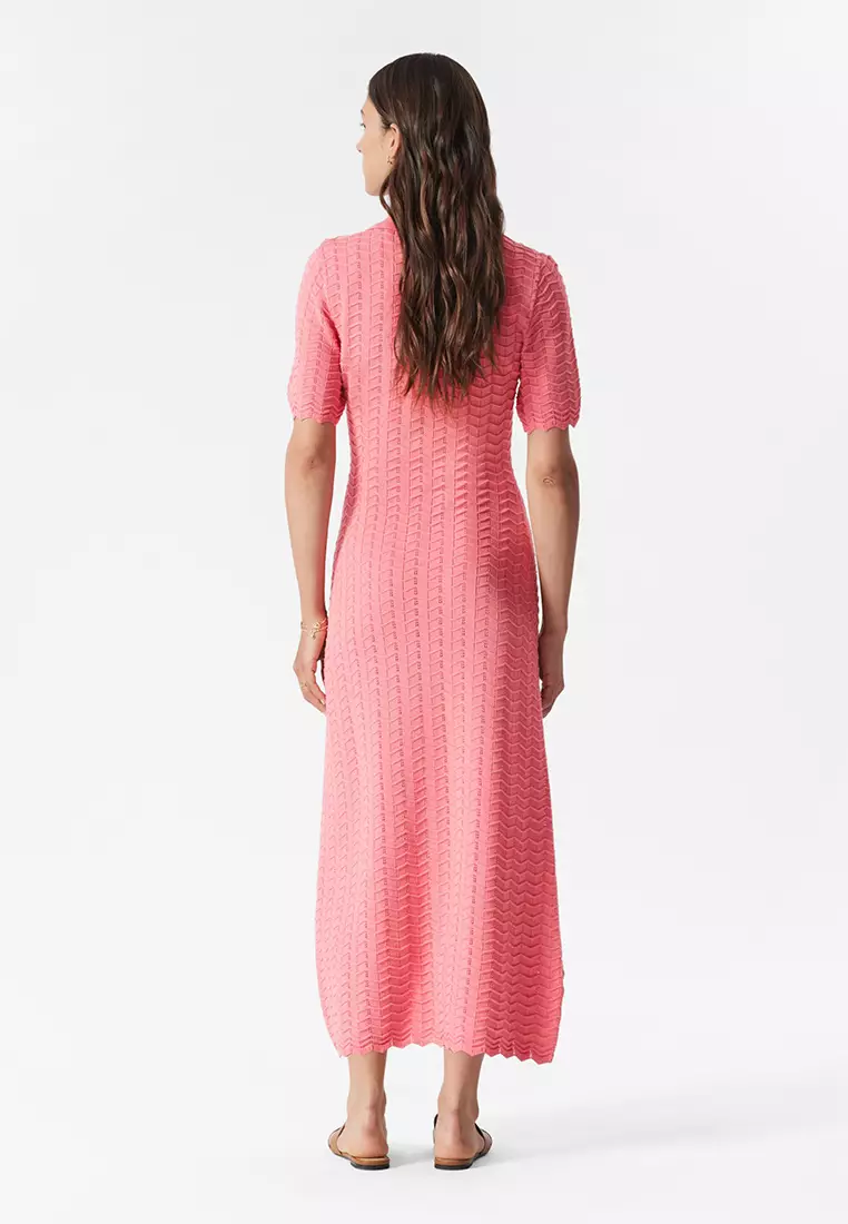 Pointelle-Knit Midi Dress