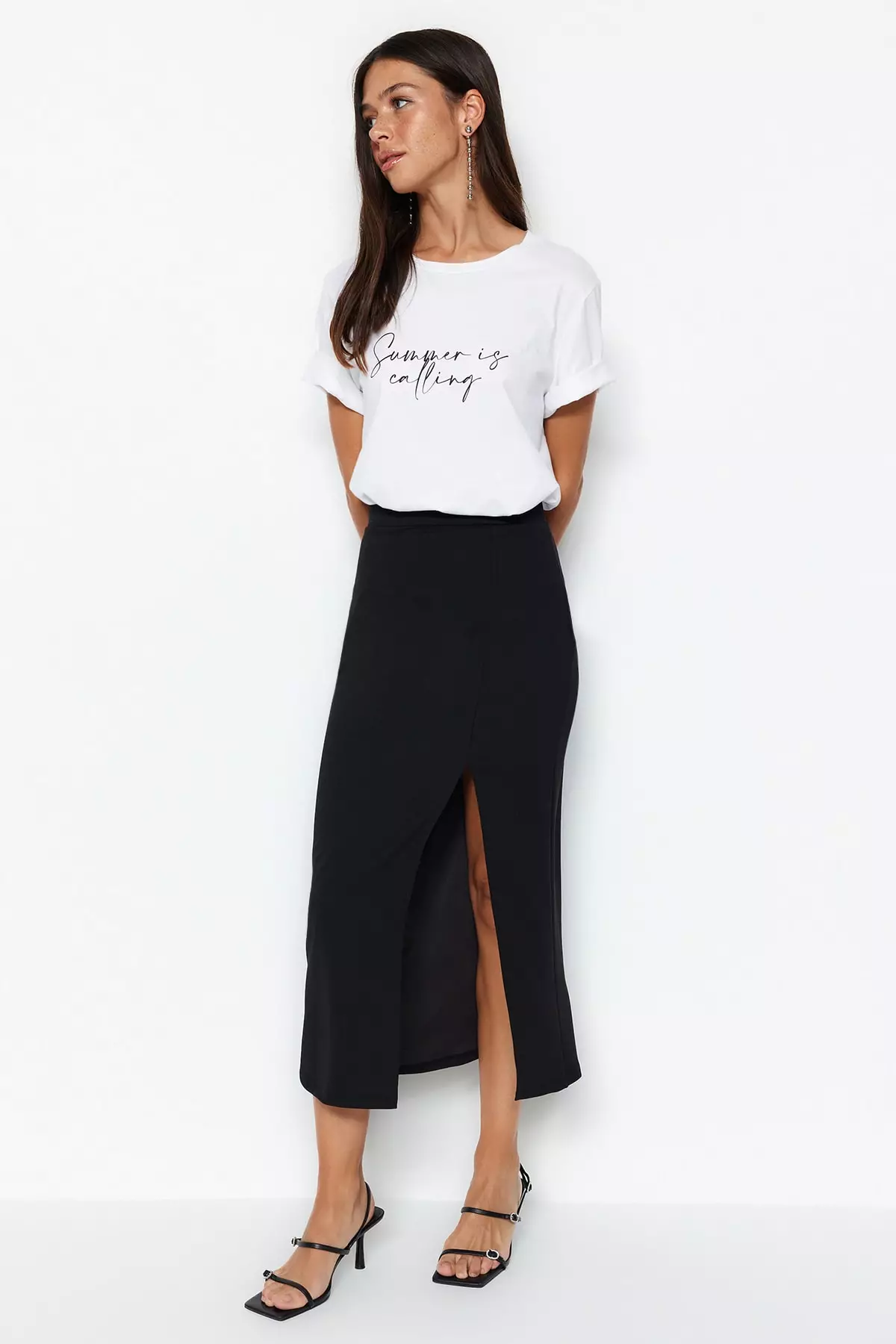 Slit Midi Skirt