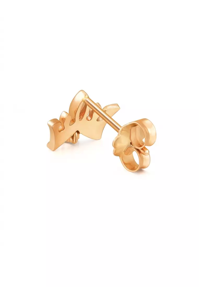 Delicate Gold 18K Rose Solid Gold Crown Single Stud Earring for Women 93320E