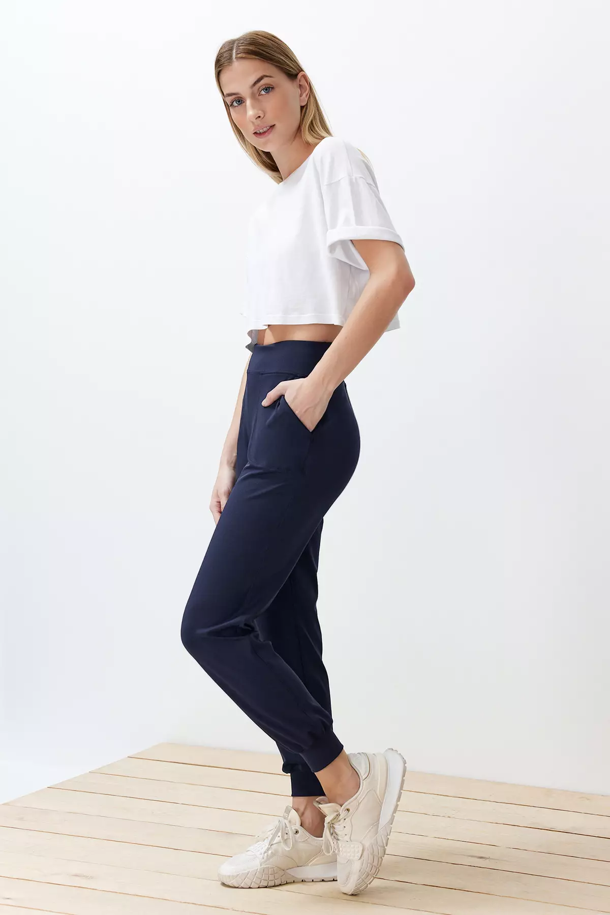 Navy Blue Diver/Scuba Comfortable Fit Knitted Sports Sweatpants