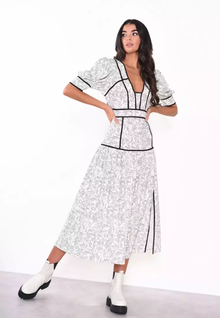 Contrast Binding Midi Dress
