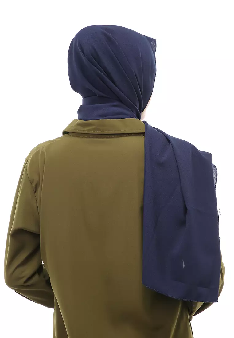 Cindy Hijab Pashmina Panjang Wanita Motif Polos Relaxed Fit - Navy