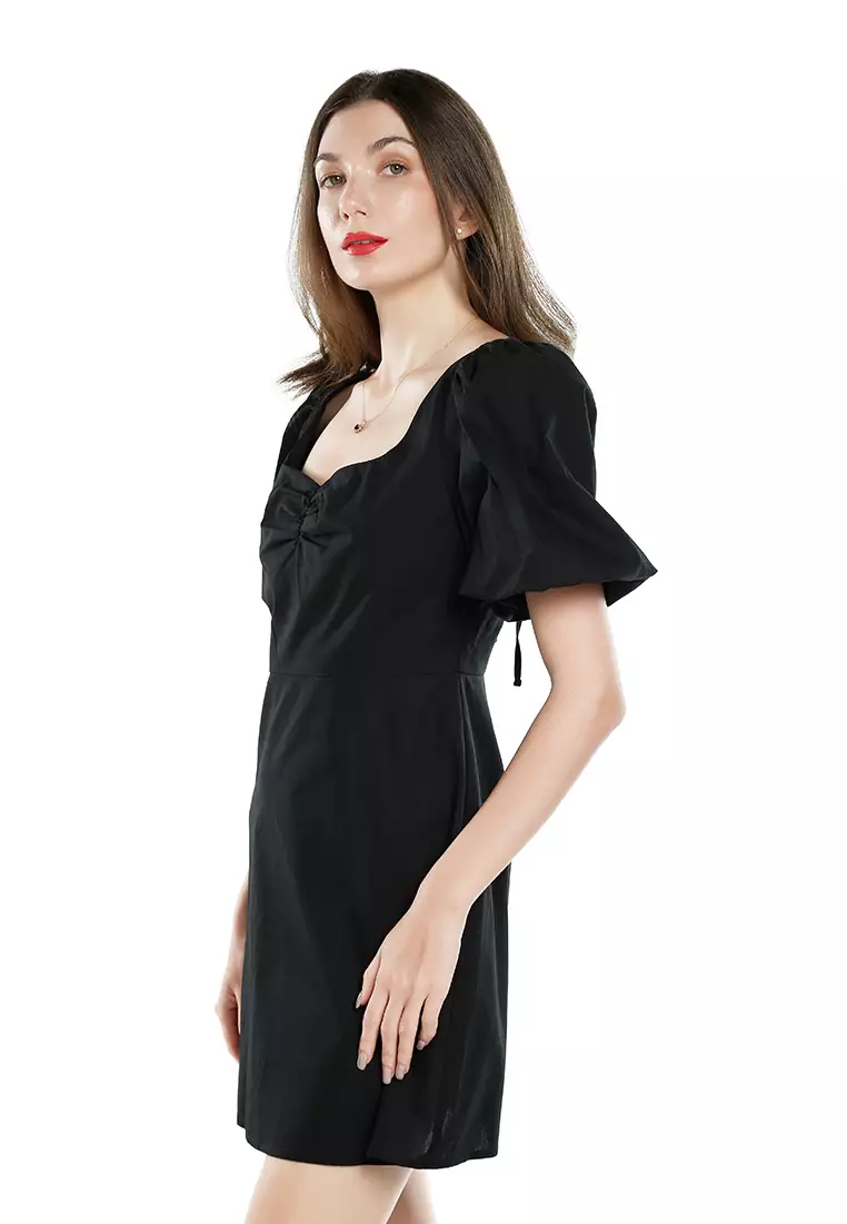 Sweetheart Neck A-Line Dress In Black
