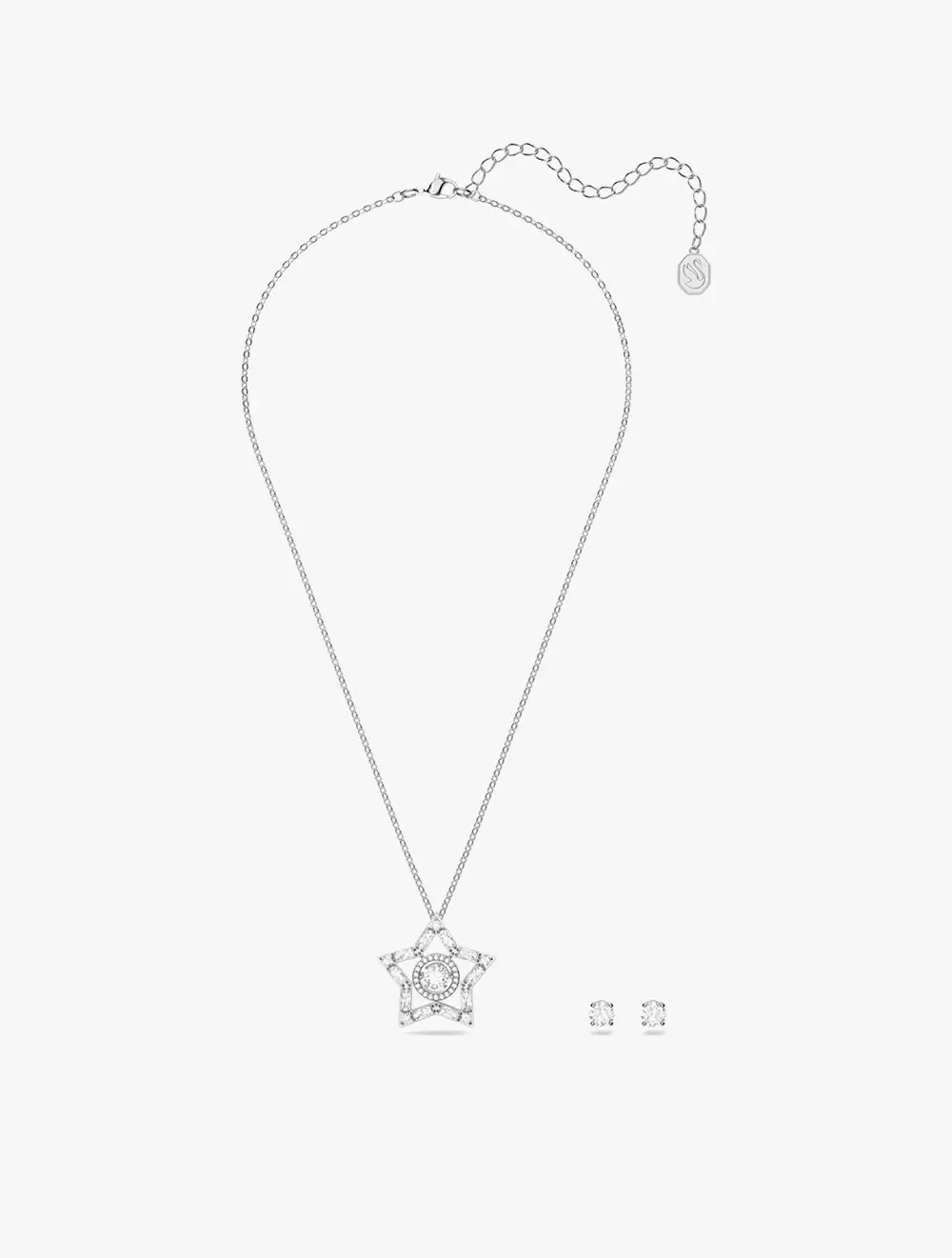 Stella Set, Star, White, Rhodium Plated - White