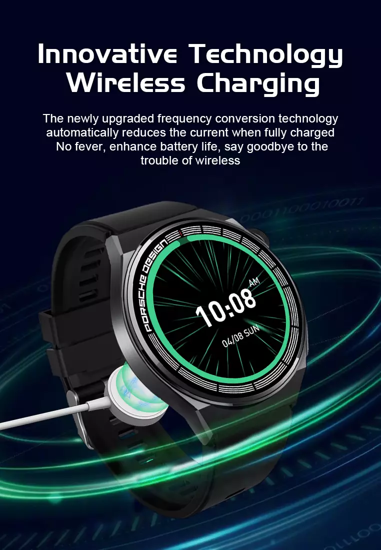 Smart Watch GT8 Hot Sale New Wireless Charger Full Touch Screen Jam Tangan Pintar perak hitam