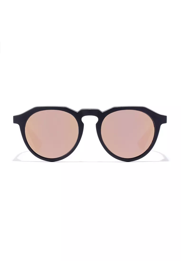 HAWKERS POLARIZED Black Rose Gold WARWICK RAW. Sunglasses for Men and Women, Unisex. UV400 protection. Official product designed and made in Spain