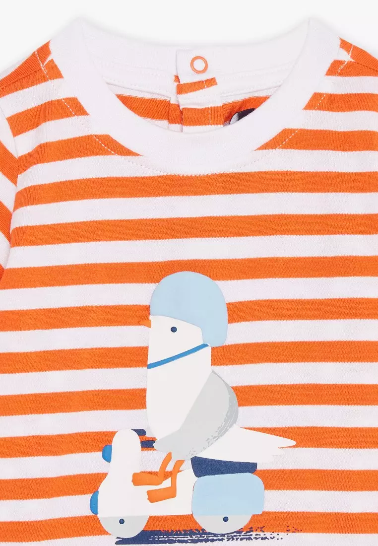 Papaya T-Shirt With Stripes Print