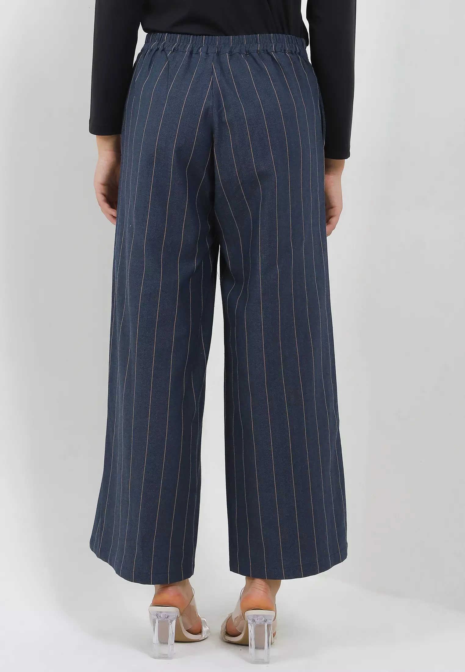 MFMW Laveya Celana Panjang Kulot Navy Motif Salur