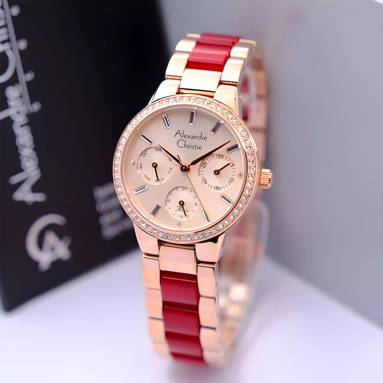 Alexandre Christie Passion Series - Jam Tangan Analog Wanita - Rose Gold Red - Stainless Steel - 2A94 BFBRGRE