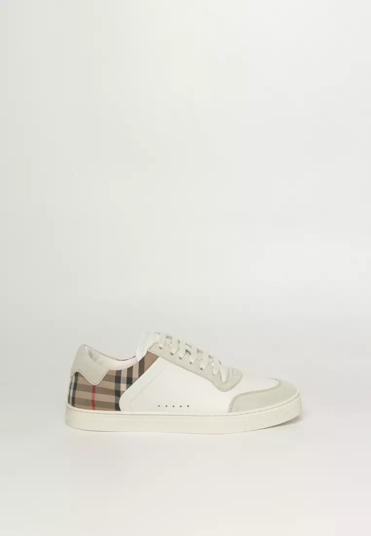 Discount on Burberry  shoes - SKU: Leather, Suede And Check Sneakers Sneakers