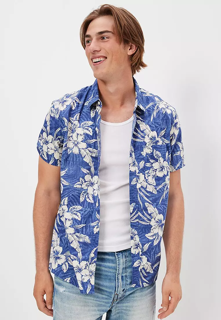 Tropical short hotsell sleeve button up