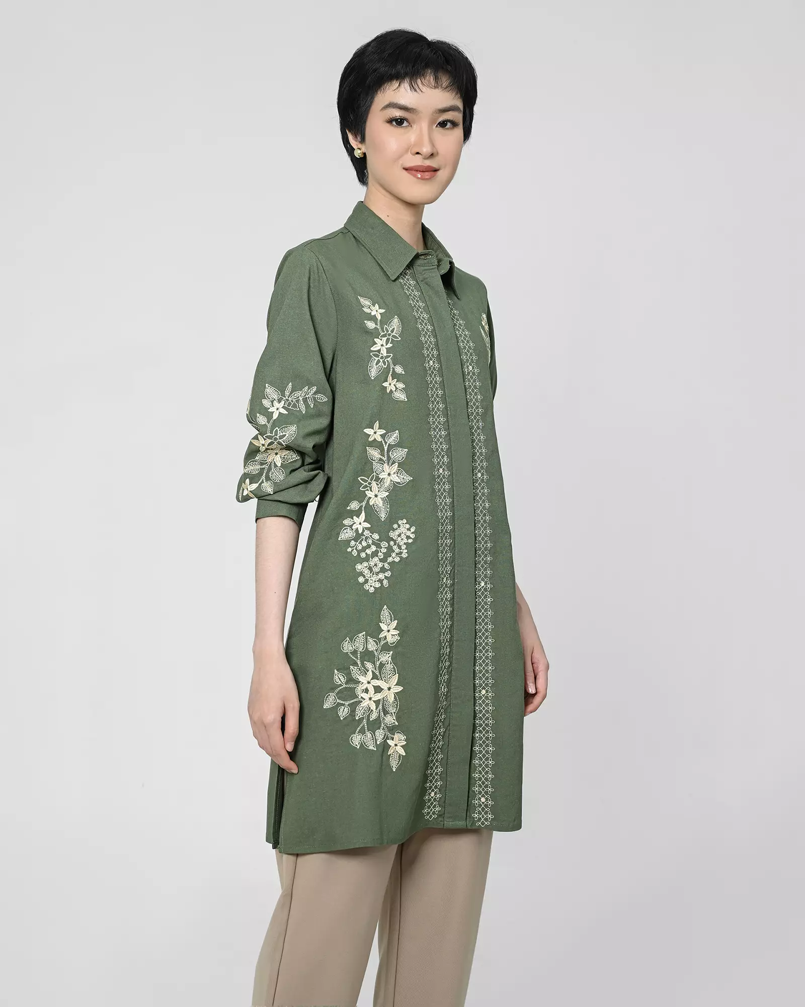 Geulis.id GLORIOSA LINEN TUNIC - ARMY