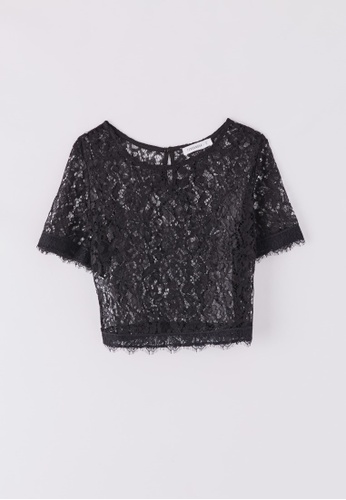 Terranova black Women's Crop Lace T-Shirt 31E31AAA4B166AGS_1