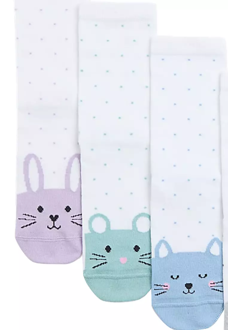 5pk Cotton Rich Toe Face Socks