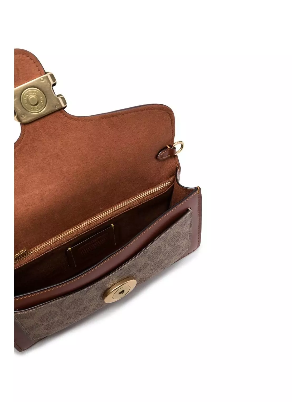 CE774 Tabby Chain Clutch Sign Smooth Leather Tan Rust GHW 