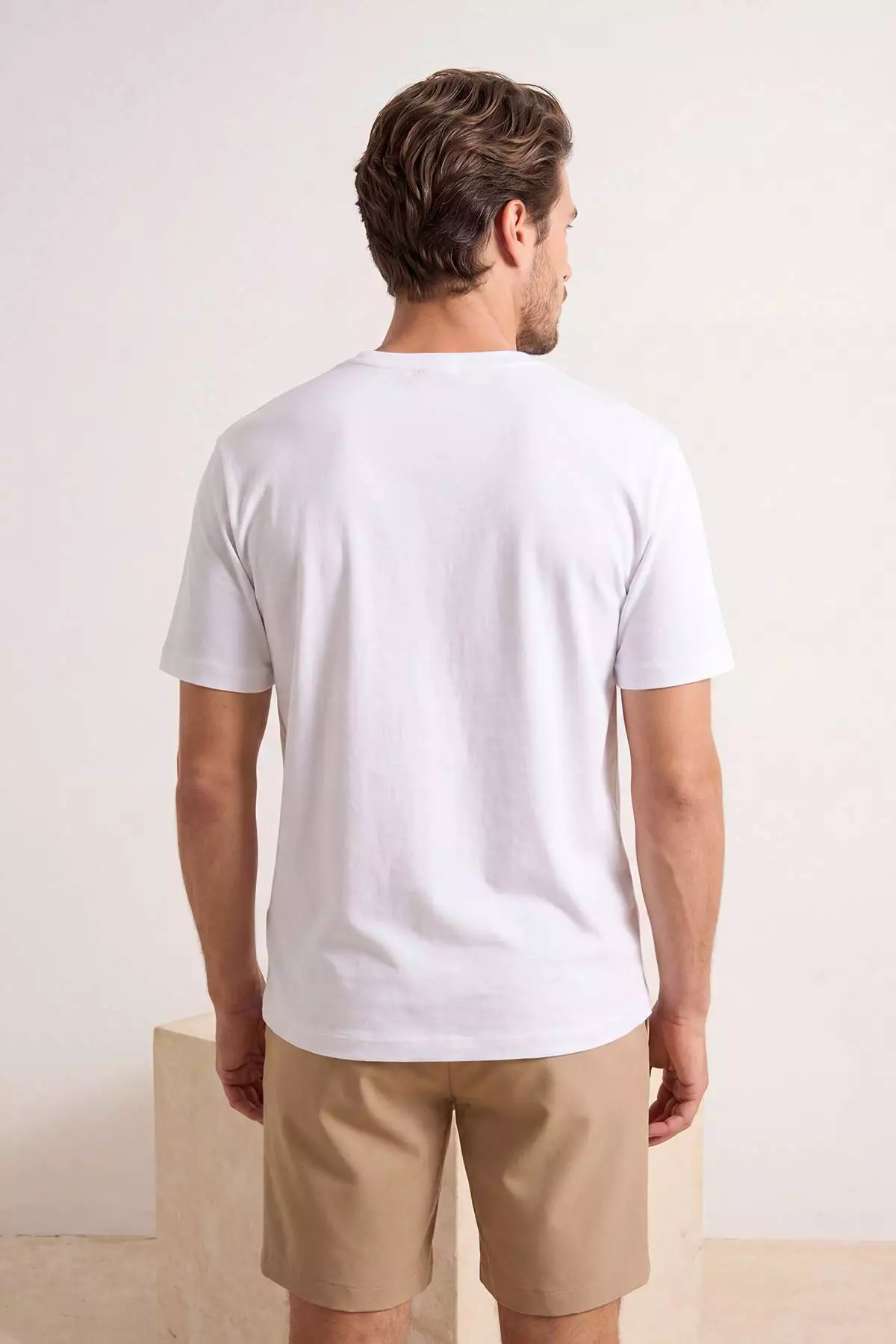 White Regular/Relaxed Fit Buttoned Collar T-Shirt Tmnss26Ts00040