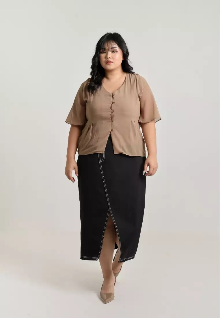 Plus Size Eliza Blouse Taupe