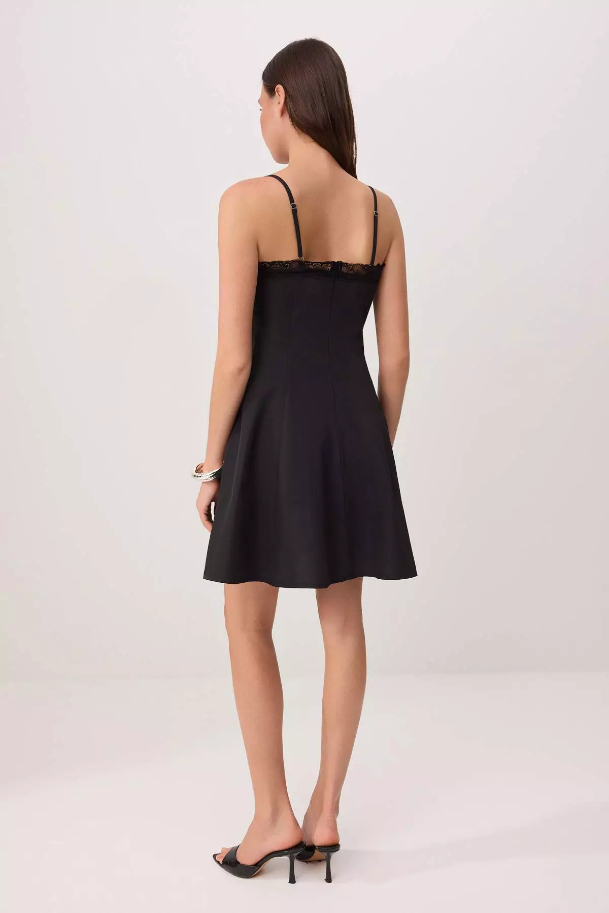 Black Lace Detailed Mini Woven Dress Twoss26El328