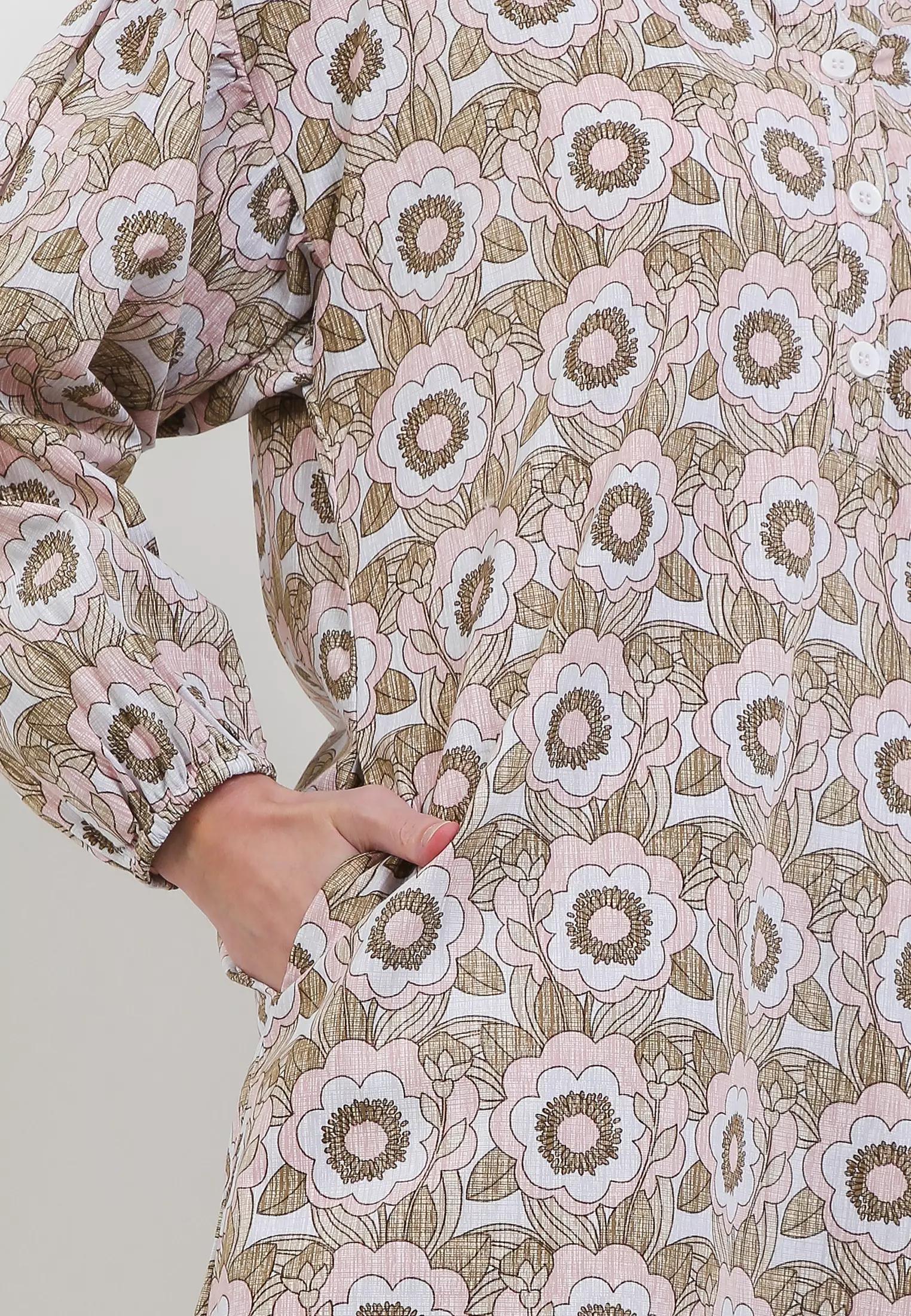 MFMW Auraura Tunik Pink motif Print Bunga