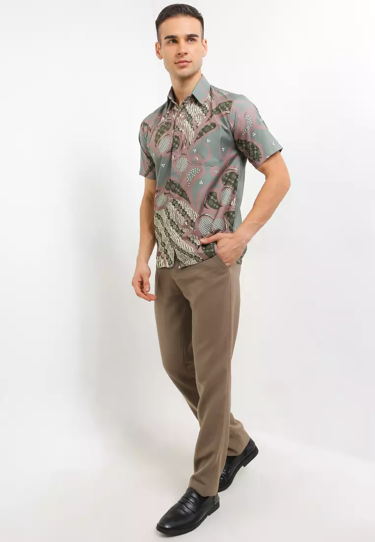 Mulyo Kemeja Batik Exclusive Premium Pria Casual Modern Lengan Pendek