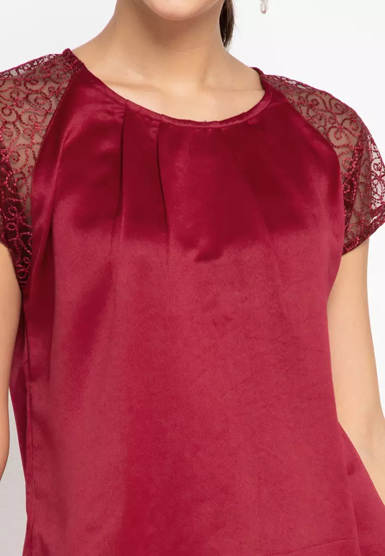 Accra Blouse With Lace In Maroon