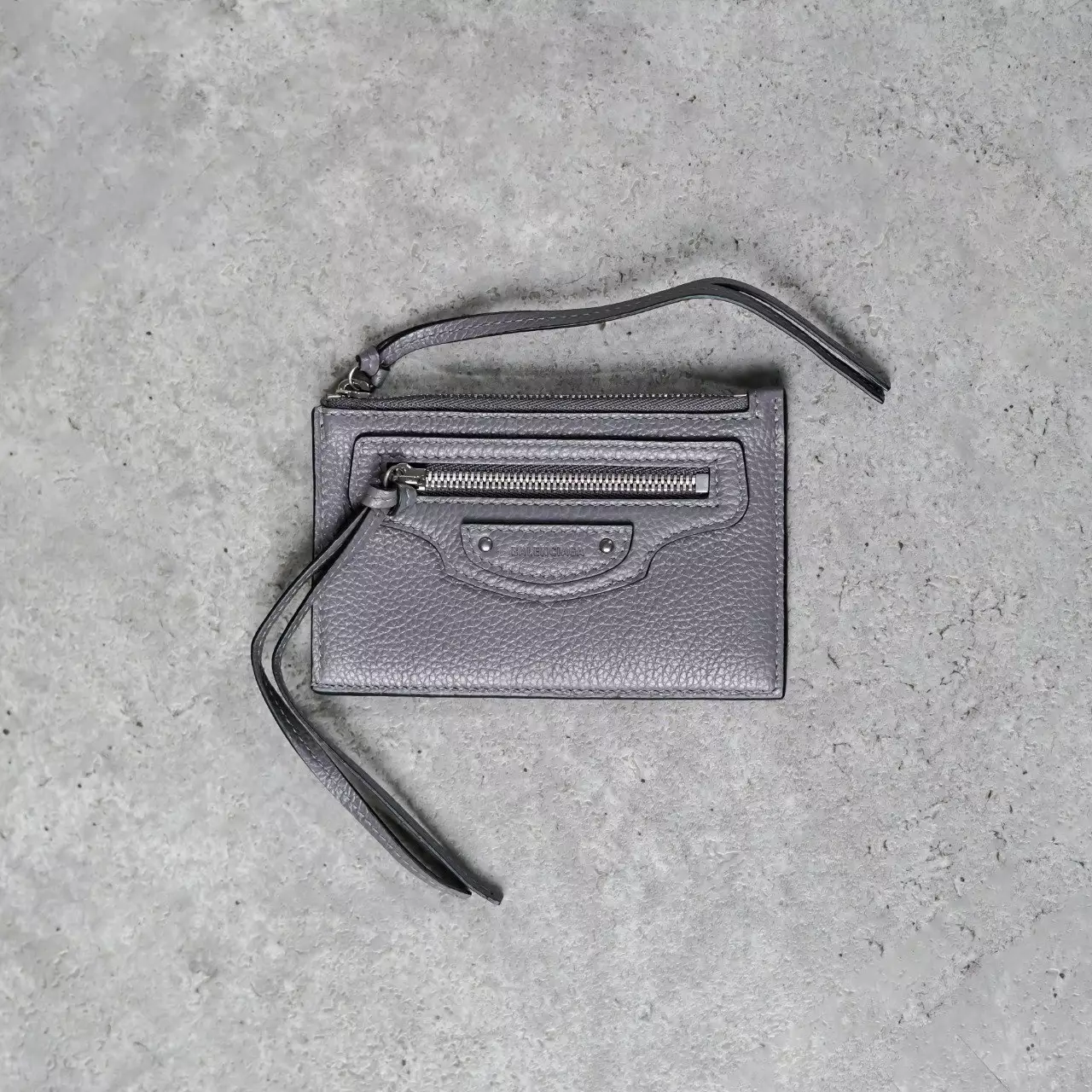 Dompet BALENCIAGA NEO CLASSIC GREY ZIP CARD WALLET 100% ORIGINAL