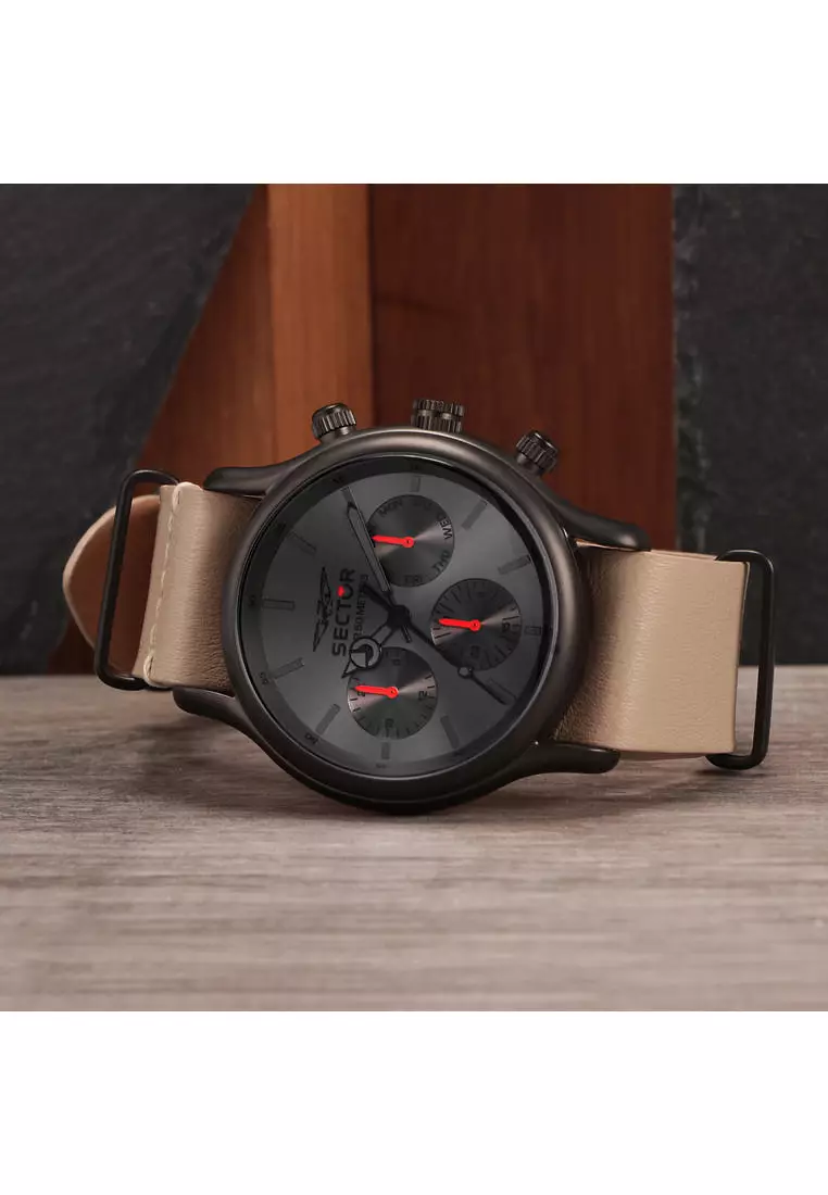 [3 Years Warranty] Sector 660 Collection 43mm Men's Leather Quartz Watch R3251517006