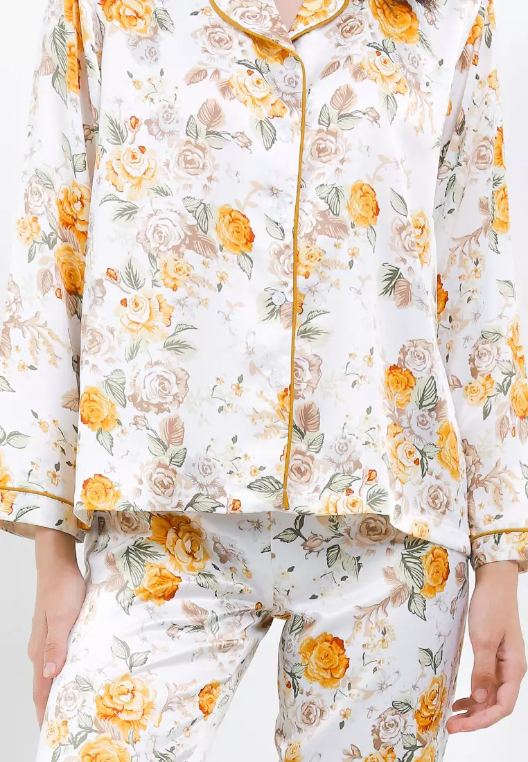 Piyama Pijama Baju Tidur Satin Silk Long Sleeve Long Pants Sleepwear