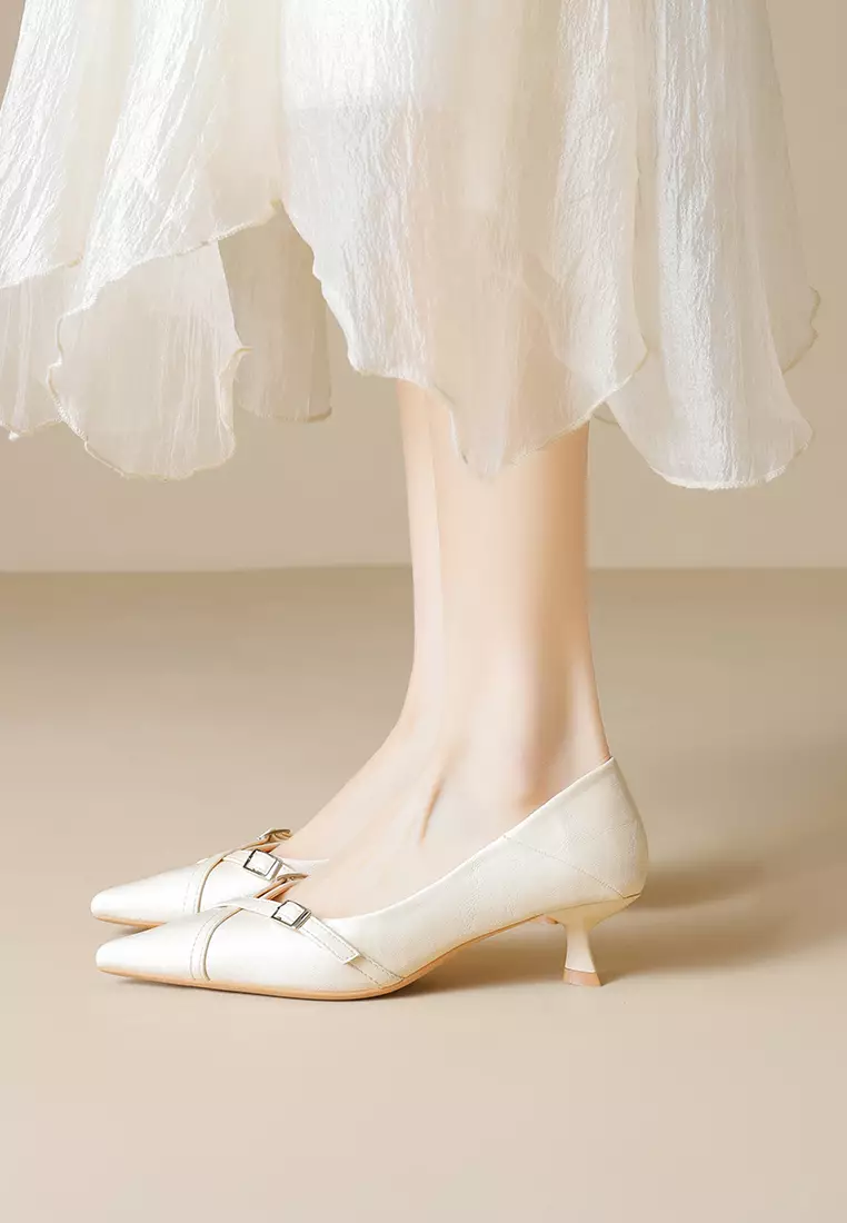 4.5CM Cross Strap Kitten Heel Pumps WW739-5