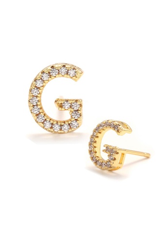 Atrireal gold ÁTRIREAL - Initial "G" Zirconia Stud Earrings in Gold BF86DAC88D2DD9GS_1