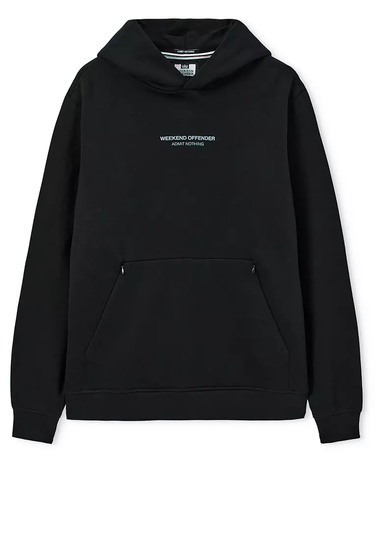 MENS BLACK/BLUE SHADOW COBAIN WOAN HOODIE WITH SEAMED IN POCKET