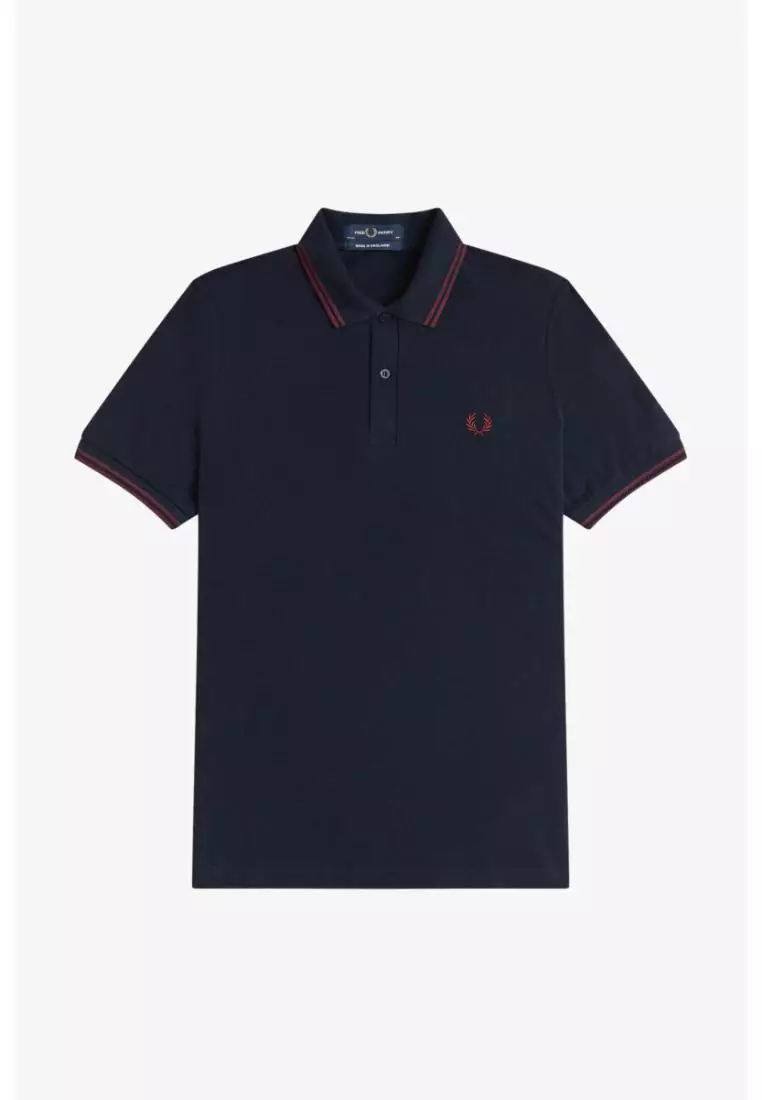 Fred Perry M12 Twin Tipped Fred Perry Shirt (Navy / Oxblood)