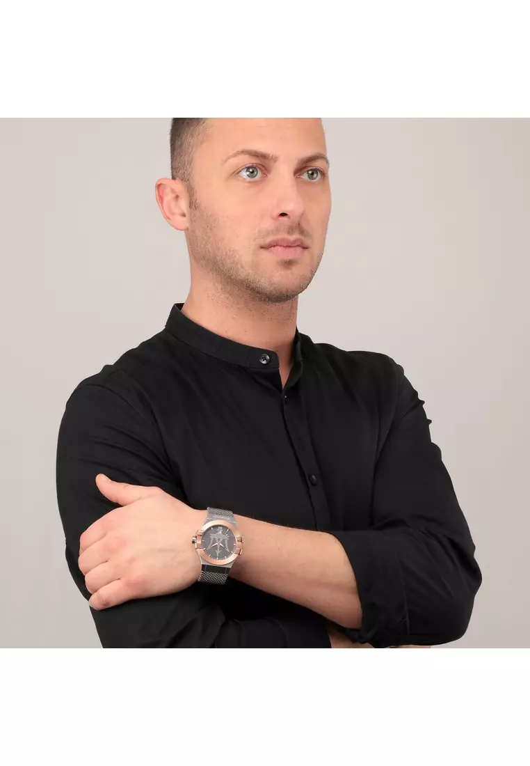 【2 Years Warranty】Maserati Potenza 42mm Silver Stainless Steel Men's Quartz Watch R8853108007 With Luminous Dial Hands