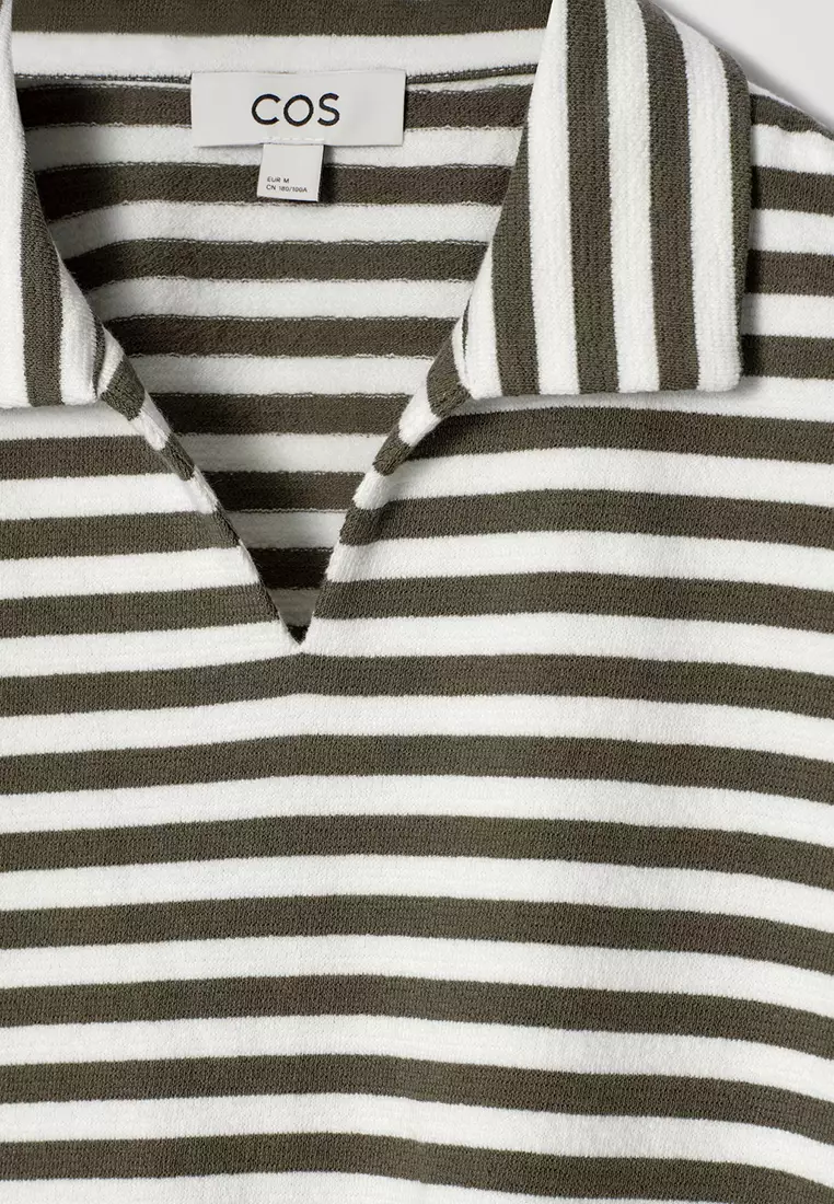 Buy COS Open-Collar Striped Terry Polo Shirt 2025 Online ZALORA