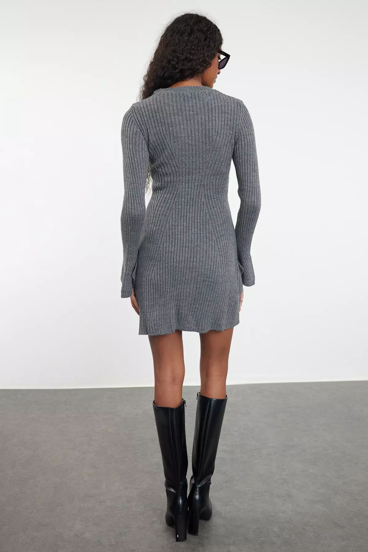 Anthracite Mini Knitwear A-Line Form Dress Twoaw25El00030