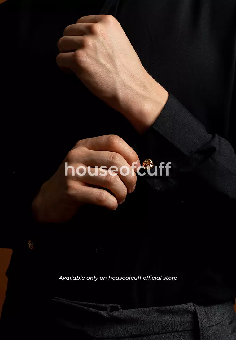 Houseofcuff Kemeja Slimfit french Cuff Shirt Model Cufflinks Manset Black French Cuff Shirt