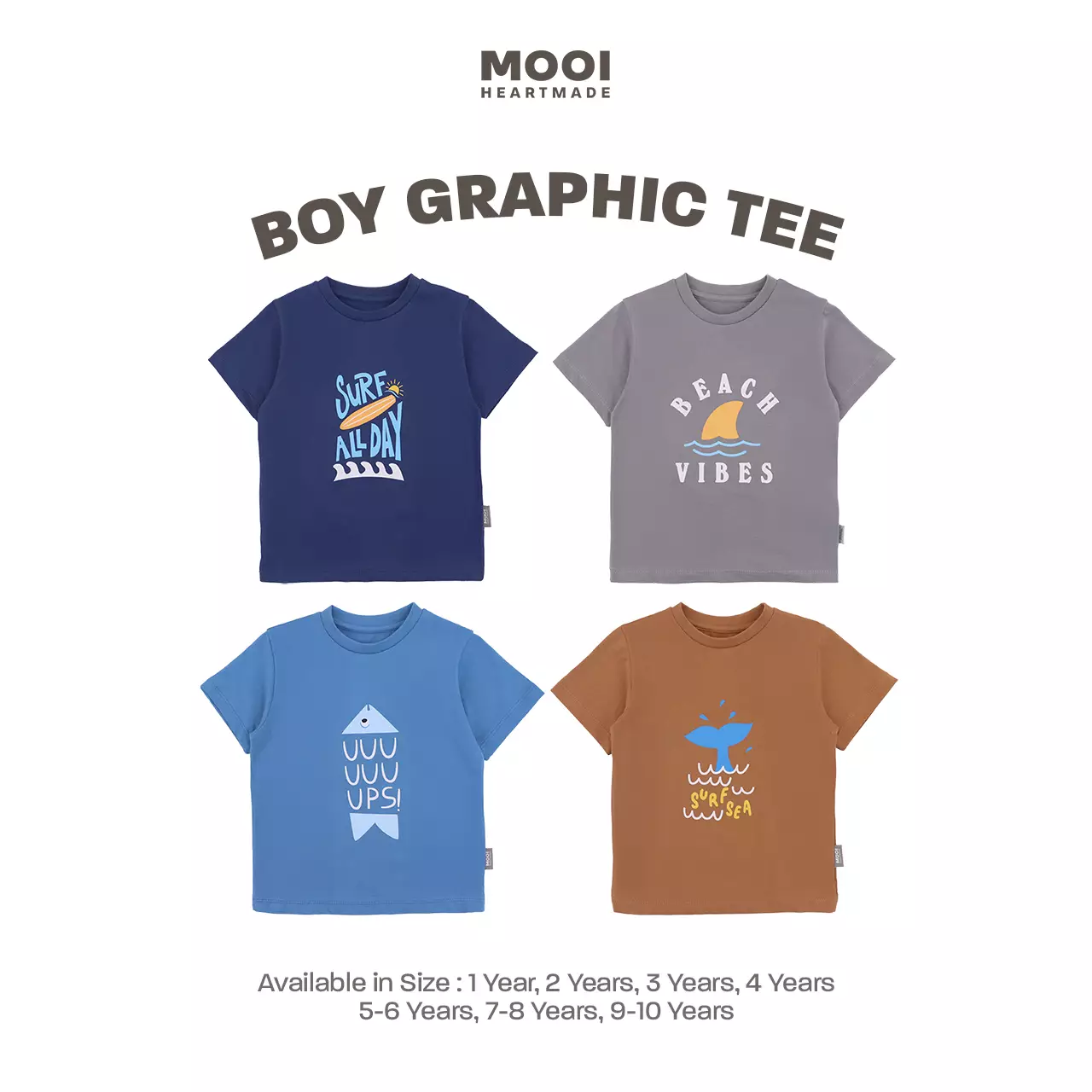 Mooi Kaos Anak Laki-Laki Boy Graphic Tee - Classic Blue