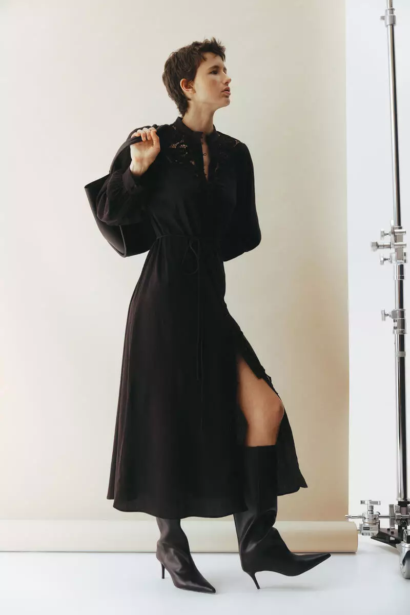 Lace-detail cotton dress