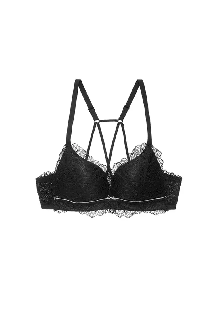 Buy ZITIQUE Women's Cross-back Push Up Lace Lingerie Set (Bra and Underwear)  - Black Online