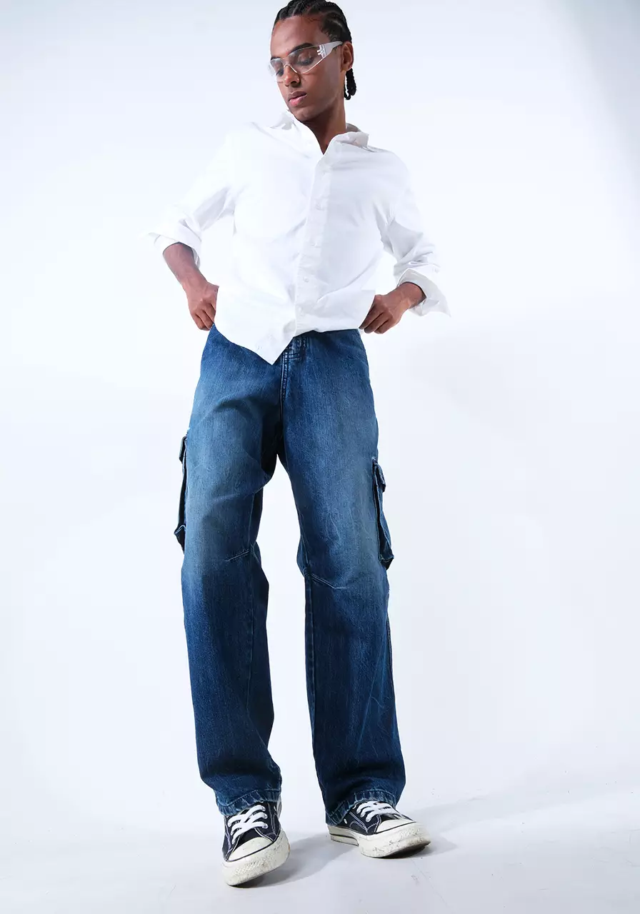 Celana Panjang Cargo Pria Spencer Medium Blue