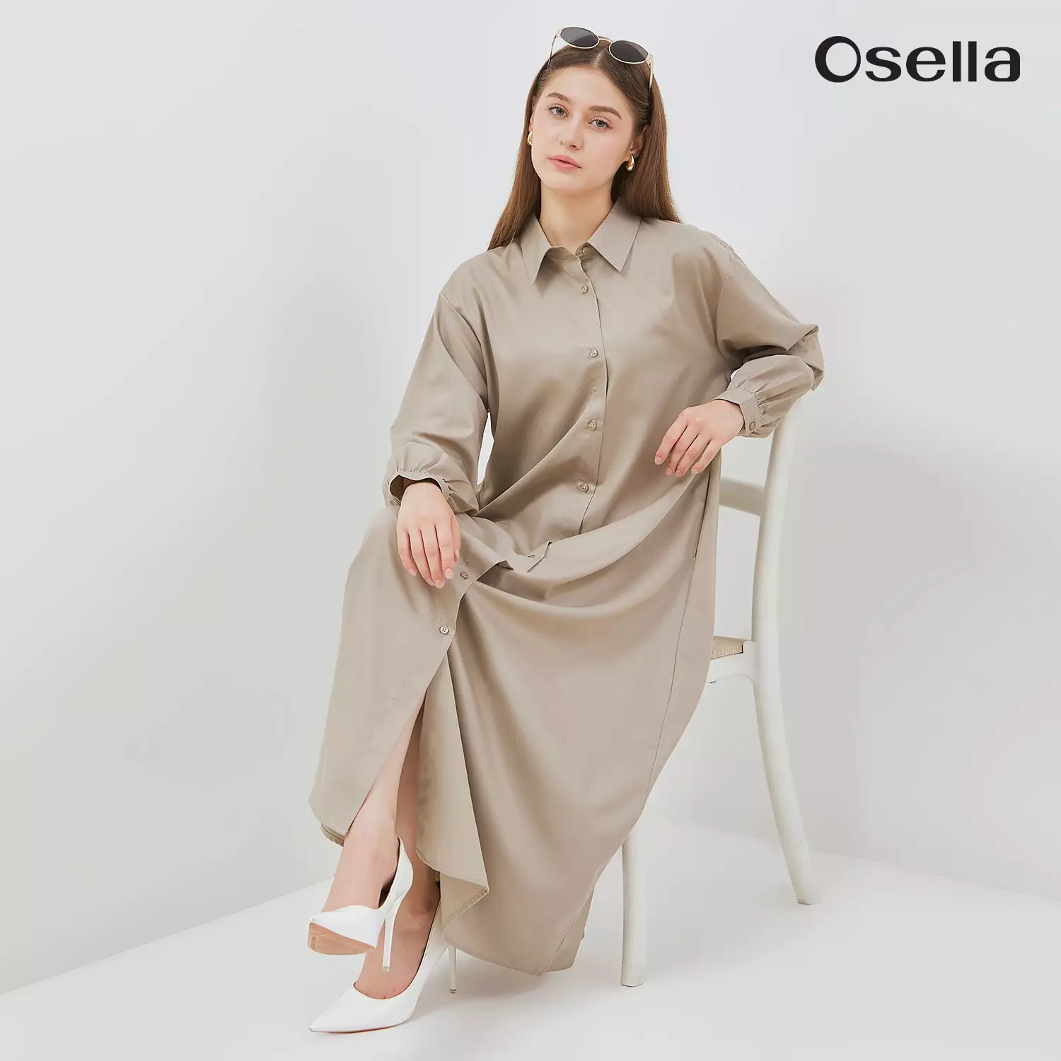 Osella Classic A-Line Shirt Dress 2157660187 | Dress Lengan Panjang Wanita