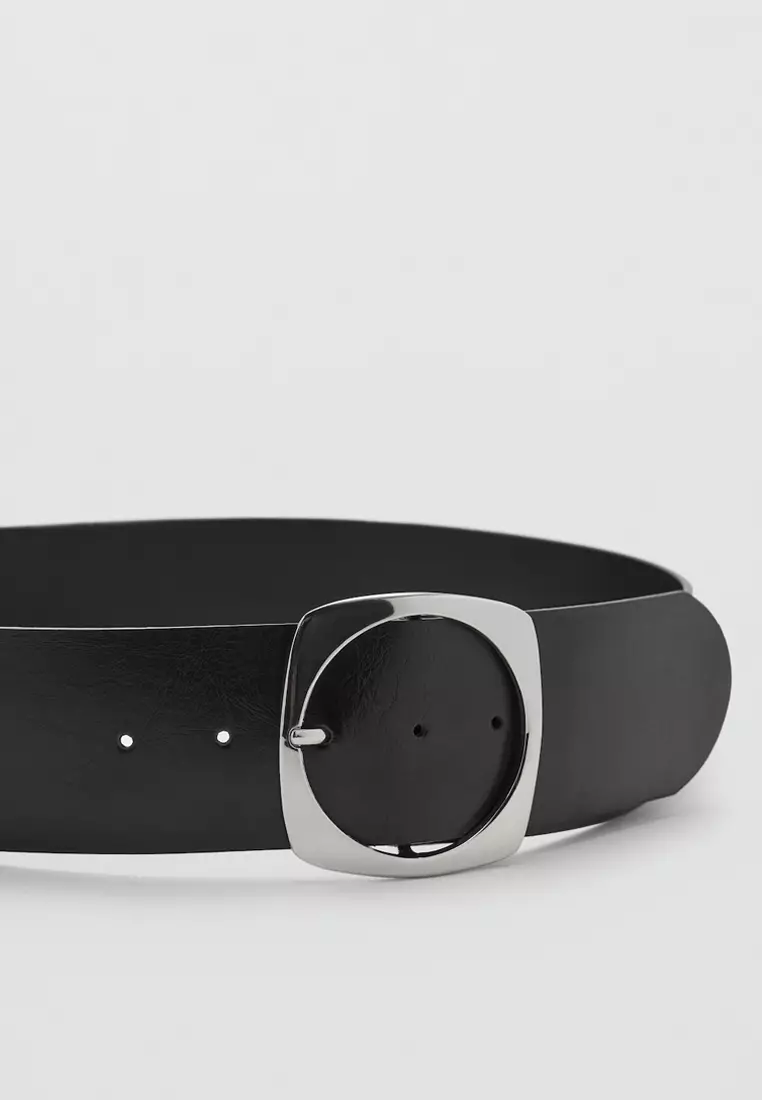 Leather Belt With Square Buckle