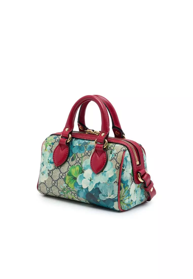 Pre-Loved Gucci Mini Gg Supreme Blooms Boston Bag