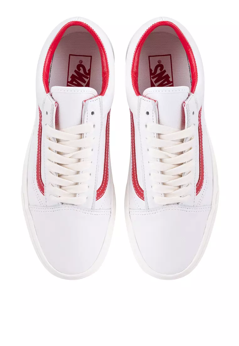 White vans sales red sole