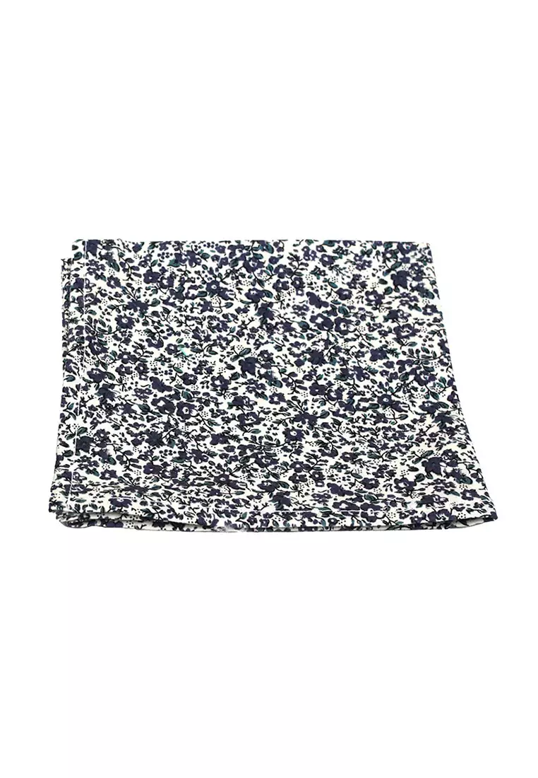 Houseofcuff Dasi Kupu Bowtie Pocket Square Saputangan Hitam Bunga A38