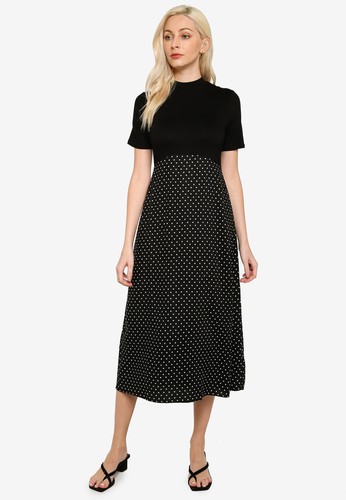 Jual Dorothy Perkins Black Spot Print 2in1 Midi Dress Original Zalora Indonesia