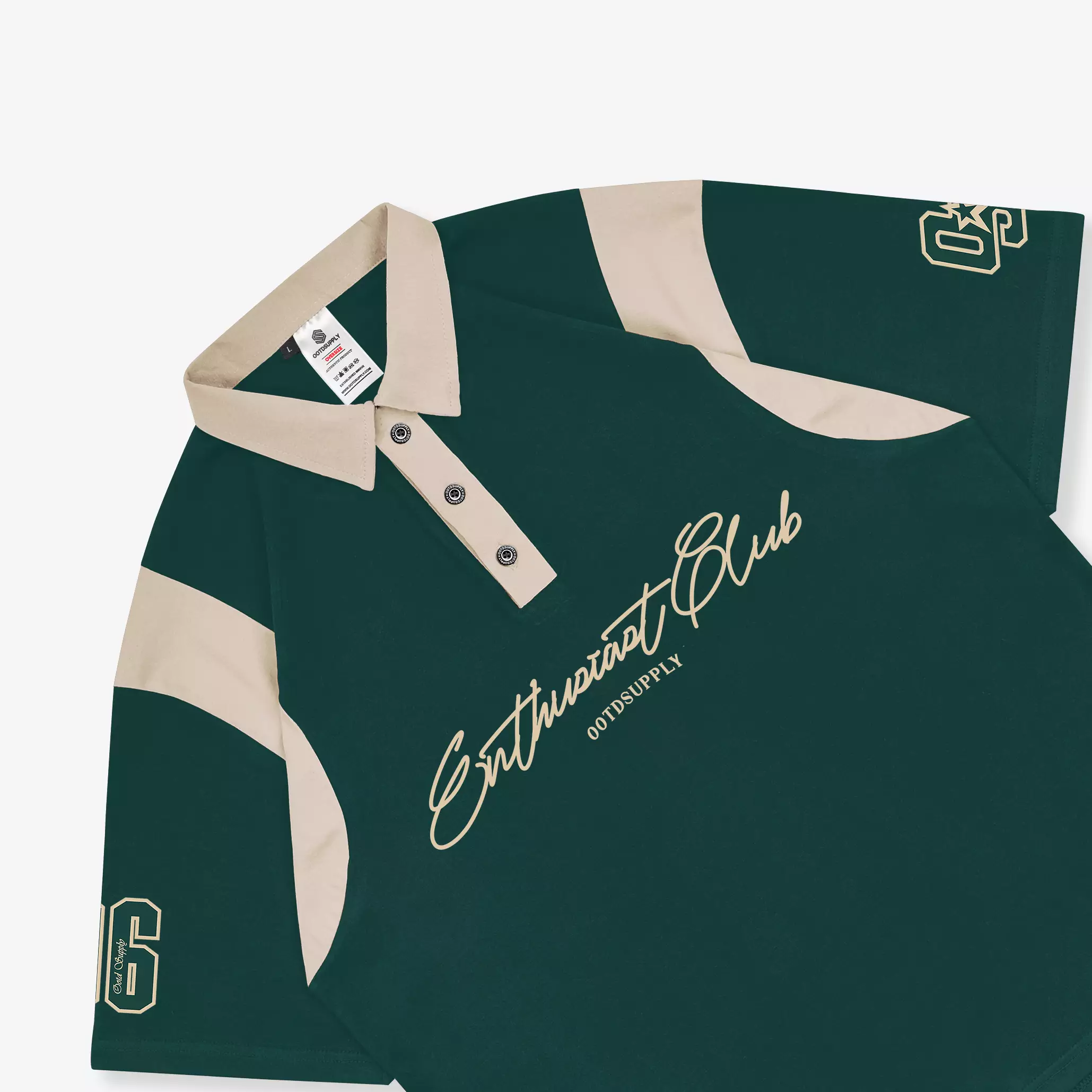 OOTDSUPPLY Oversize Rugby Polo Shirt Infinite 96 Green-Mocca | Kaos Polo Pria dan Wanita OVZ-PSRGM021