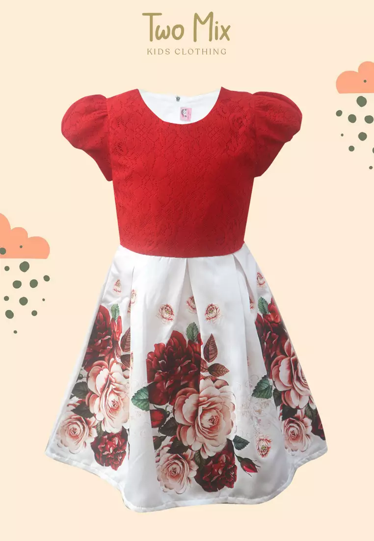 TWO MIX Dress Anak Perempuan Digital Print Bunga Cantik 4269